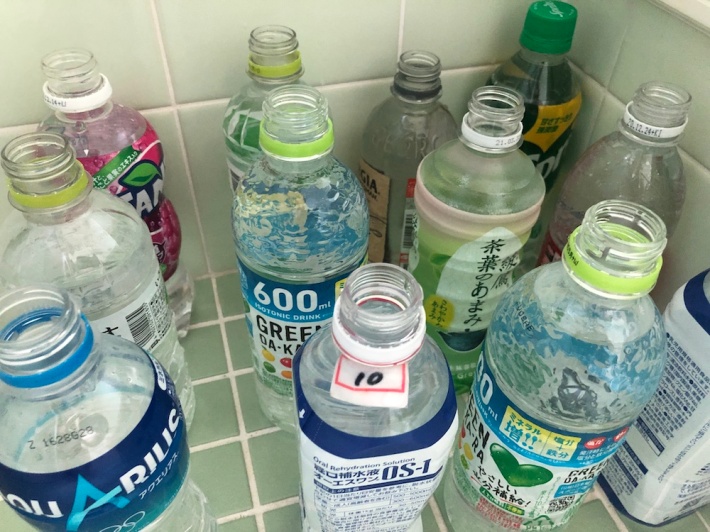 plastic bottles filled with water